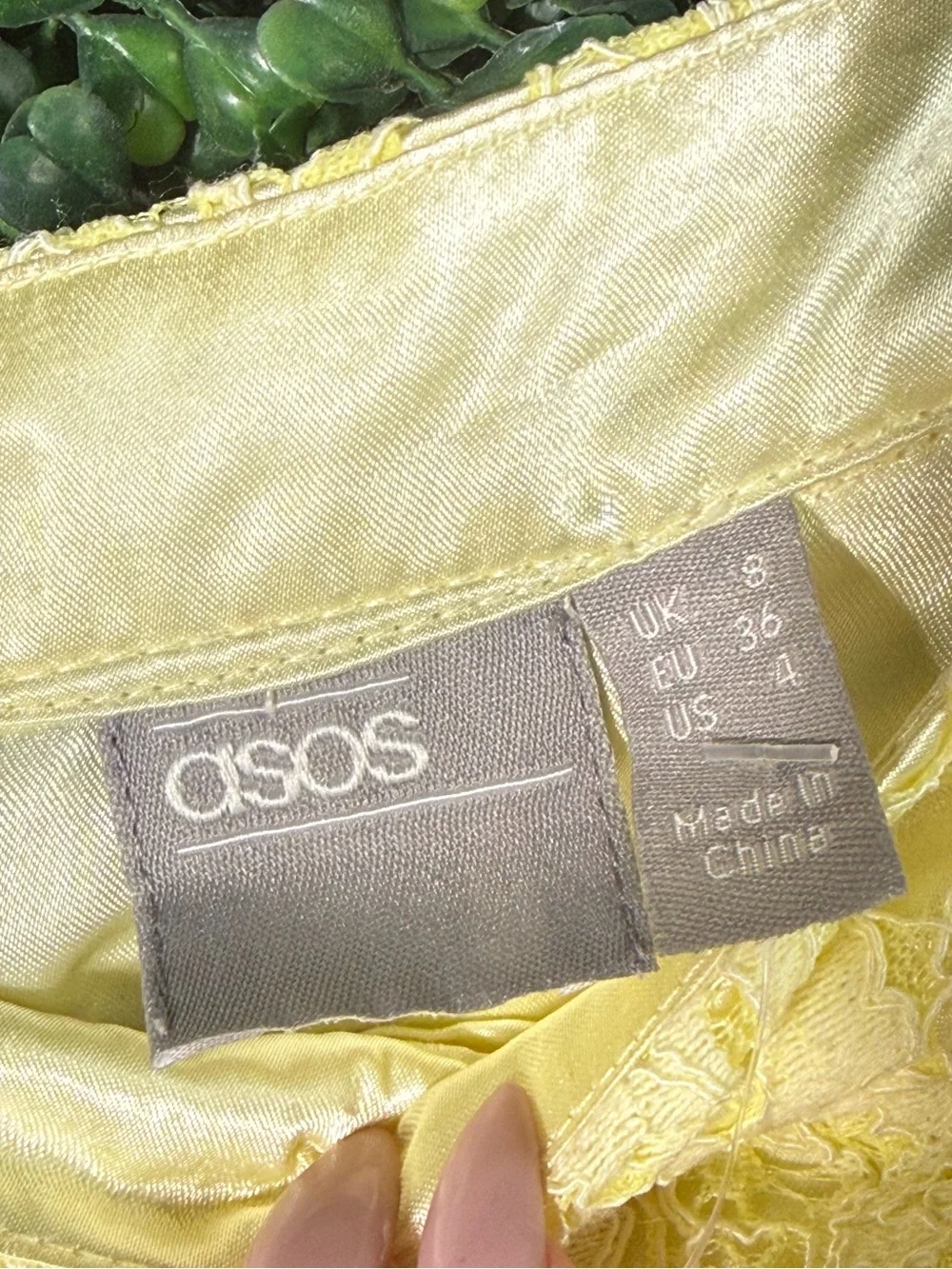 ASOS Crochet Lace High Low Midi Skirt Soft Yellow Boho Cottagecore US 4 NWT‎